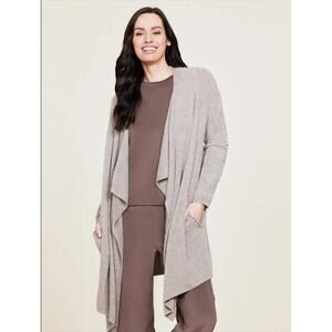 Barefoot Dreams CozyChic Lite Island Wrap Cardigan Small Open Soft Sweater Beige